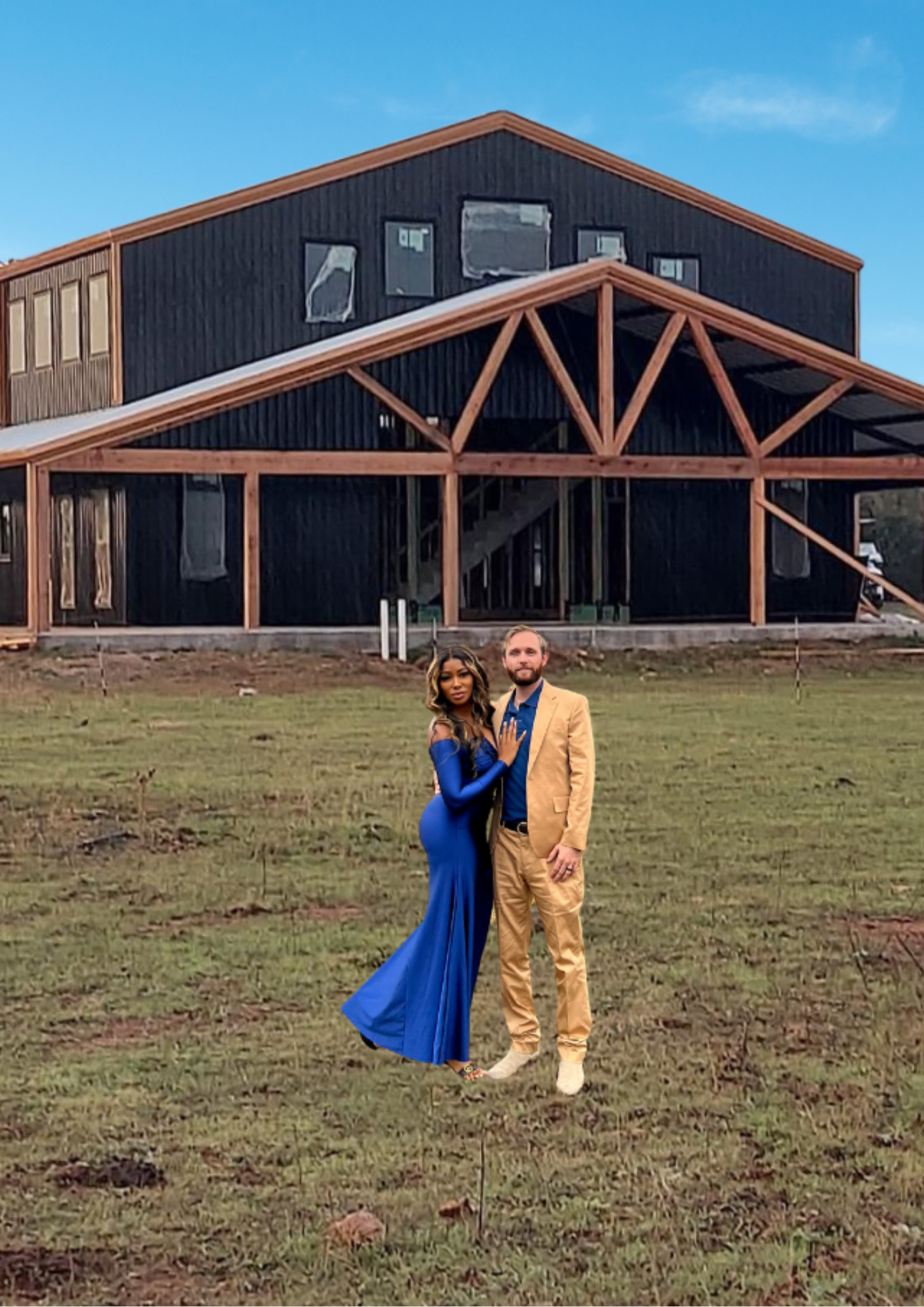 Ronnie and Tucker at their Austin barndominium build site
